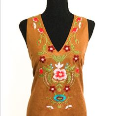 This Bohemian Beauty Is Unique With Its Embroidered Front Panel And Sueded Lightweight Fabric. The Arms Are Sleeveless With A V- Neck. New - Never Worn Item. Available In S-L Sizes. Bohemian Embroidered Dress, Floral Satin Dress, Minkpink Dress, Floral Applique Dress, Bohemian Beauty, Pink Sleeveless Dress, Olive Green Dresses, Mesh Bodycon Dress, Linen Midi Dress