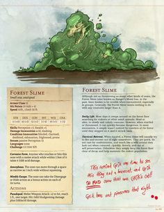 a page from the forest slime book