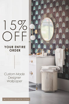 a bathroom with a mirror, sink and toilet in it that is up to 15 % off your entire order