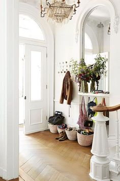 the entryway is clean and ready for us to use as a storage area in the house