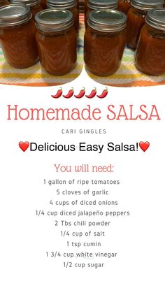 the recipe for homemade salsa is shown