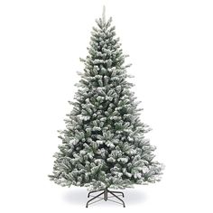 a white christmas tree with snow on it