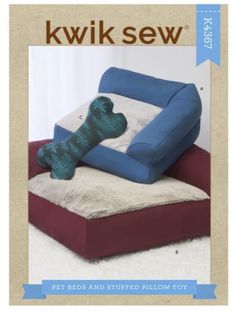 the cover of kwik sew's pet bed and stuffed pillow toy book