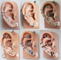 four pictures showing different types of ear piercings and how they are made from them