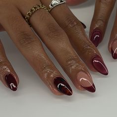 fall nail colors are everything to me 🥀🥀 - service : #gelx #gelextensions #nails #nailsofinstagram #trendynails #pinterestnails #nailsnailsnails #nailart #fallnails Gelx Inspo Nails Fall, Aura Nails Designs, Fall Aura Nails, Gelextensions Nails, Pomegranate Nails, Red Nails With Gold, Cats Eye Nails, Burgundy Chrome Nails, Nail Fall