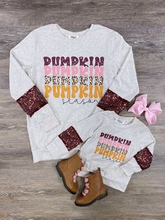 Mommy & Me - Pumpkin Season Pullover Top Mom And Me Outfits, Daughter Bonding, Mother Daughter Bonding, Pumpkin Patches, Mommy And Me Dresses, Pumpkin Season, Mommy And Me Outfits, Pumpkin Seasoning, Oatmeal Color