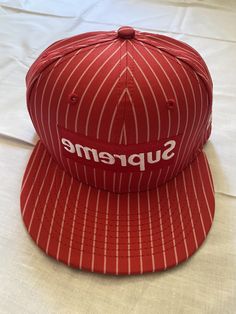 Rare Supreme X CDG (Comme Des Garçons) New era Red Fitted Hat. Never worn new with tags! Red Fitted Hat, Vintage Hats, Fitted Hat, Comme Des Garcons, Hats Vintage, Fitted Hats, New Era, Accessories Hats, Mens Accessories