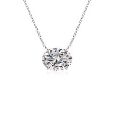 Elegant yet stylish, this silver east-west solitaire pendant will instantly level up your jewelry game. The oval-shaped diamond is horizontally secured in a prong setting for a chic look. Oval Diamond Solitaire, Diamond Solitaire Pendant, Chic Look, Solitaire Pendant, East West, Oval Diamond, Diamond Solitaire, Diamond Pendant, White Diamond