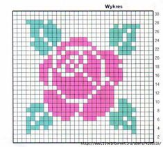 a cross stitch pattern with a pink rose on it