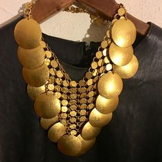 Mid-Century “Bib” Statement Necklace In Gold Tone. Circa 1960. Metal. Adjustable Chucks Chain. So Fabulous! You Will Be Center Of Attention Wearing This Piece. Wear During The Day With A Simple Tailored Button Down Or With A Dress At Night. Perfect Condition. Serious Offers Only. Gringotts Vault, During The Day, At Night, Womens Jewelry Necklace, Statement Necklace, Gold Tones, The Day, Jewelry Necklaces, Mid Century