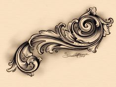 a drawing of an ornate design on paper