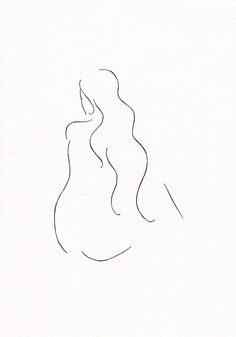 a line drawing of a woman's face with her hair blowing in the wind