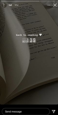 an open book with the text back to reading on it's page is shown