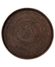 a brown wicker tray on a white background