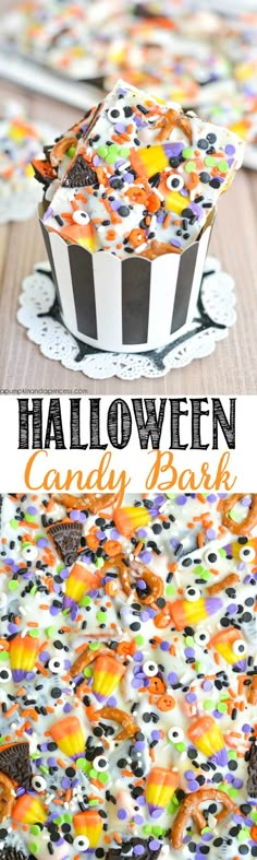 halloween candy bark is an easy treat for kids to make