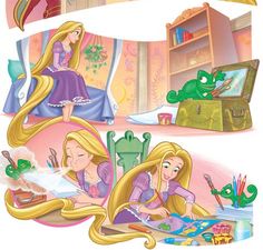 there are two pictures of princesses in the room