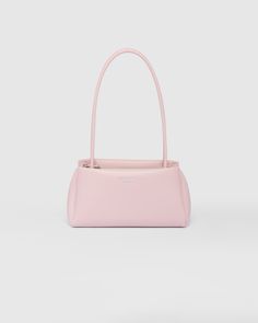 Alabaster Pink Leather Mini-bag | PRADA Prada Mini, Prada Milano, Pink Shoulder Bags, Metal Lettering, Aesthetic Bags, Small Leather Bag, Lettering Logo, Fancy Bags