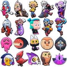 an assortment of cartoon characters are shown in this image