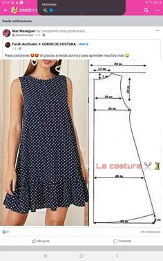 an image of a woman's dress on the app, with instructions for how to sew