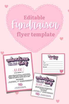 a pink flyer with hearts on it