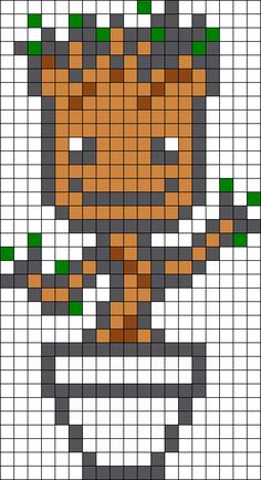 a cross stitch pattern with an image of a tiger's head in grey, green and white