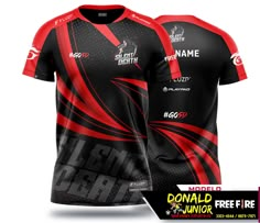 a black and red rugby jersey with the name, team name and number on it