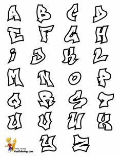 graffiti alphabets and numbers drawn in black ink on white paper, with the letters below them