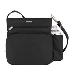 Enjoy endless storage options for the on-the-go traveler with this Travelon crossbody bag. How do you accessorize? Check out our ACCESSORIES GUIDE for essential tips to elevate your style with must-have accessories.PRODUCT FEATURESOrganizational features include a zippered wall pocket, front and rear zipper pockets, drop pockets and a side expansion pocket for a water bottleAnti-Theft features include locking zippers, slash and cut resistant body panels and straps plus seven RFID protected pocke Classic Crossbody Bag, Travel Crossbody, Crossbody Bag Black, North South, Anti Theft, Mens Gift Sets, Everyday Bag, Chanel Handbags, Louis Vuitton Handbags