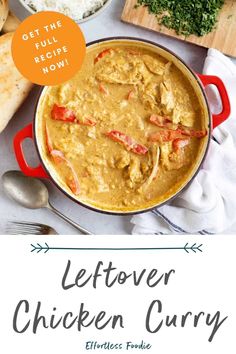 the recipe for leftover chicken curry is shown