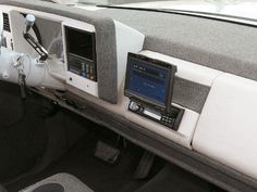 the interior of a boat with electronic controls