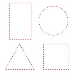 the dotted shapes are red and white, with one line drawn across them to make it look