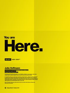 a yellow poster with the words you are here