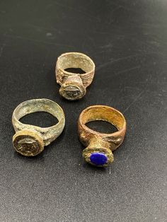 The Beautiful Lot of Total 3 Ancient Bronze Rings With Silver Stamp Coin And Lapis Stone Probably From Ancient Indo Greco Greek's Civilizations (Empire). Originated From Central Asia . Best Items For Collections and Study . Fast and Free Shipping Word Wide . Ancient Greek Jewellery, Ancient Rings, Bronze Rings, Ancient Roman Jewelry, Store Inspiration, Ancient Greek Jewelry, Ancient Egyptian Jewelry, Greek Ring, Ancient Jewels