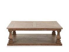 a wooden coffee table with two legs and a square top, on a white background