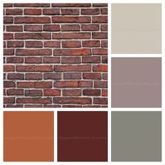 a brick wall with different shades of brown and grey in the center, along with other colors