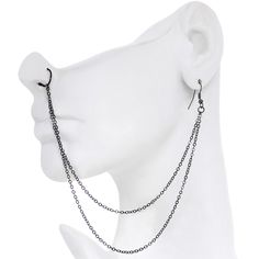 Product Details Be ready to pillage and plunder with this black-plated ear to nose chain. 20 gauge 5/16" anodized over surgical steel nose hoop with black plated 7" chain for pierced ear and nose. Specifications: ?y ?y20 Gauge (.8mm), 5/16"(8mm), 7" Black Plated Chain , Fishhook Earring for Pierced Ear, Anodized over 316L Surgcial Grade Stainless Steel nose hoop, Handmade in the USA  | Nose Rings (Unique) - If You're Looking For A New Nose Ring, We Can Assure You That Your Search Can End Right Here. Our Selection Of Nostril Piercing Jewelry Is Extensive And Affordable, So You Can Always Stock Up Or Update Your Collection Of Nose Hoops, Nose Bones, Nostril Screws, Fishtails, Or L-Shaped Nose Rings As Well As Retainers For Concealing Your Nose Piercing. We Also Offer High-Quality Nose Rings Black Metal Body Jewelry With Adjustable Chain, Gothic Black Body Jewelry With Adjustable Chain, Adjustable Black Metal Piercings, Ear To Nose Chain, Nose Chain, Nostril Piercing, Alt Aesthetic, Gothic Costume, Cool Ear Piercings