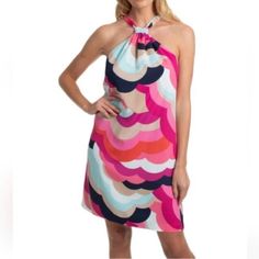 Please Note: New With Tag Manufacturer - Trina Trina Turk Retail - $148.00 Style Type - Shift Dress Collection - Trina Trina Turk Sleeve Length - Sleeveless Closure - Pullover Material - 100% Polyester Fabric Type - Polyester Specialty - Printed Chic Multicolor Sleeveless Dress For Spring, Elegant Multicolor Sleeveless Dress For Vacation, Elegant Multicolor Sleeveless Beach Dress, Chic Multicolor Halter Neck Sundress, Elegant Multicolor Halter Neck Mini Dress, Chic Multicolor Sleeveless Mini Dress, Elegant Multicolor Sleeveless Halter Dress, Trina Turk Dresses, Sleeveless Shift Dress