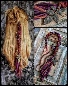 Ren Fair Hair Accessories, Boho Hair Feathers, Viking Hair With Feathers, Boho Hair Feathers Hippie, Norse Hair Beads, Boho Hair Wrap, Macrame Dreadlock Beads, Hair Charms, Boho Style