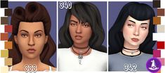 three different types of female avatars with hair and necklaces on their necklines