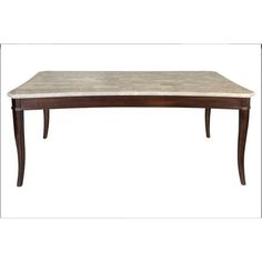 a marble top coffee table with wooden legs