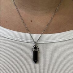 Black Tourmaline, Also Known As Schorl, Is A Popular Crystal For Its Powerful Grounding And Protective Properties. It Is Often Used To Help Block Negative Energy And Electromagnetic Radiation, Making It A Great Crystal To Have Around Computers And Other Electronic Devices. Black Metal Crystal Necklaces As Gift, Black Metal Crystal Necklaces For Gift, Block Negative Energy, Black Tourmaline Necklace, Electromagnetic Radiation, Tourmaline Necklace, Electronic Devices, Black Tourmaline, Negative Energy