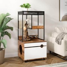 Cat litter box ideas Modern Cat Tree, Cat Tree Condo, Cat Cages, Luxury Cat, Wood Cat, Cat Condo, Dog Sofa