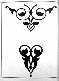 two black and white designs on paper