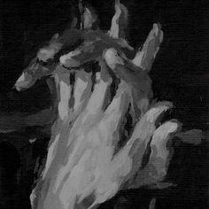 a black and white drawing of a hand holding something in it's palm area