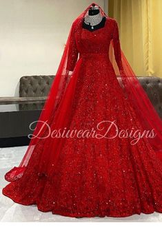 Red Bridal Dress Gowns, Red Indian Wedding Dress, Red Pakistani Bridal Dress, Stiched Dress, Red Bridal Gown, Wedding Matching Outfits, Lengha Blouse, Net Gown