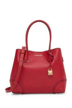 NWT Michael Kors Mercer Gallery Medium Center Zip Leather Tote in Bright Red. DETAILS & CARE TIPS Details Dual top handles Removable adjustable shoulder strap Exterior features pebble leather construction, gold-tone hardware, magnetic snap closure and 1 zip closure compartment Interior features center zip compartment with 1 back zip pocket and 1 back slip pocket, and 4 front slip pockets Approx. 9.5" H x 13" W x 5.5" D Approx. 7.25" handle drop, 17.5-19" strap drop Shipping Free shipping within Red Michael Kors Tote, Michael Kors Mercer, Michael Kors Selma, Michael Kors Satchel, Cheap Michael Kors, Black Leather Satchel, Saddle Leather, Purses Michael Kors, Satchel Handbags