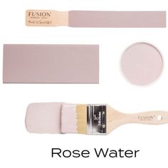 the rose water paint is shown with its brush, and two different shades of pink