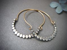 beaded minimalist ... mixed metal hoops by sirenjewels on Etsy https://www.etsy.com/listing/516087047/beaded-minimalist-mixed-metal-hoops Hoop Earrings Style, Alloy Earrings, Beaded Hoop Earrings, Ear Jewelry, Minimalist Earrings, Silver And Gold, Metal Beads, Handmade Earrings, Handcrafted Jewelry