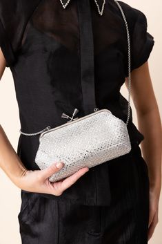 Maud Tassel Clutch - Silver Crystal HANDBAGCLUTCHES ANYA HINDMARCH Silver Crystal Embellished Evening Bag For Cocktail, Silver Crystal Embellished Cocktail Evening Bag, Silver-tone Hardware Evening Clutch, Luxury Silver Clutch For Cocktail, Luxury Silver Clutch For Cocktail Events, Luxury Silver Cocktail Clutch, Luxury Silver Cocktail Evening Bag, Chic Silver Clutch With Silver-tone Hardware, Event Clutch With Silver-tone Hardware