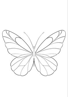 the outline of a butterfly is shown in black and white, with one wing extended